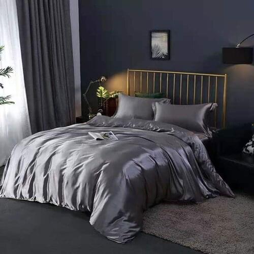 Imitation Silk Quilt Cover Pure Color Luxury Bedding Ice Silk Quilt Cover Twin Queen King Duvet Cover