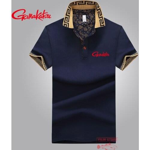 Gamakatsu Fishing Lapel Polo Shirt Men Breathable Summer Outdoor Sport Quick Dry Short Sleeve Fishing Shirt Fishing Clothing