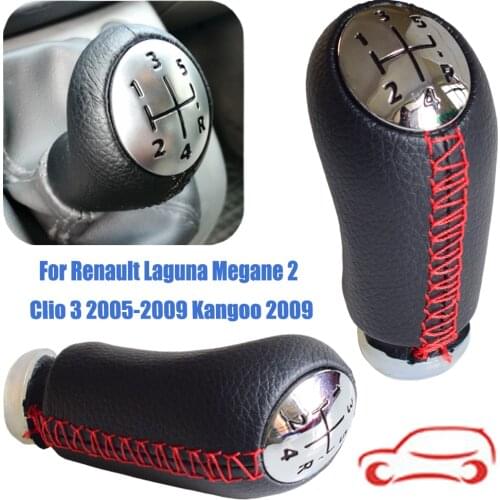 Matt Silver Chrome 5 Speed Gear Shift Knob For Renault Laguna Megane2 Clio 3 2003-2009 Kangoo 2009 Black/Silver Line Car styling