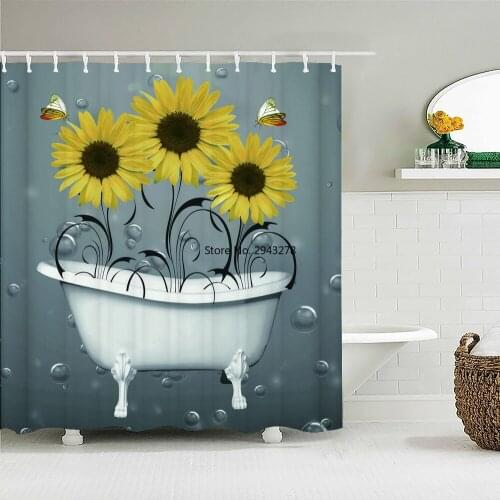 Flower Butterfly Polyester Fabric Shower Curtains Home Decor Multi-size Shower Curtains Waterproof Shower Curtains for Bathroom