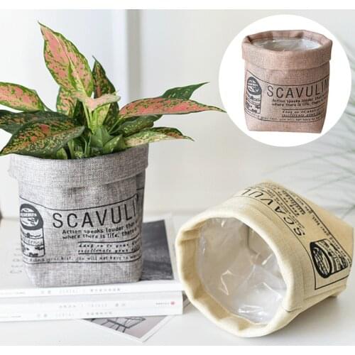 Nordic Fabric Flower Pot Storage Bag Storage Basket Can Wash Flower Device Flower Pot Cosmetic Bag Home Decor