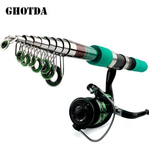 Telescopic Fishing Rod Reel Combo 1.8/2.1/2.4/2.7/3.0/3.6M Fishing Rod 1000/3000/5000 Silver/Black Fishing Reel