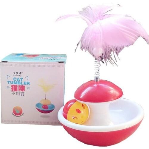 Pet supplies new cat toy feather bell tumbler funny cat feather spring does not fall