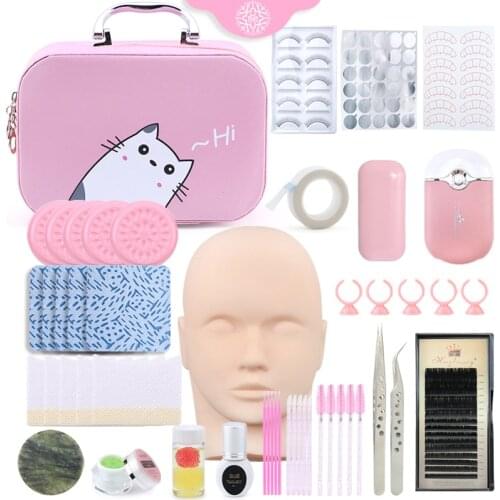 Beginner False Eyelash Training Set High-quality Eyelash Extension Kit Practice Grafting Eyelashes Included Head Model Eye Pads
