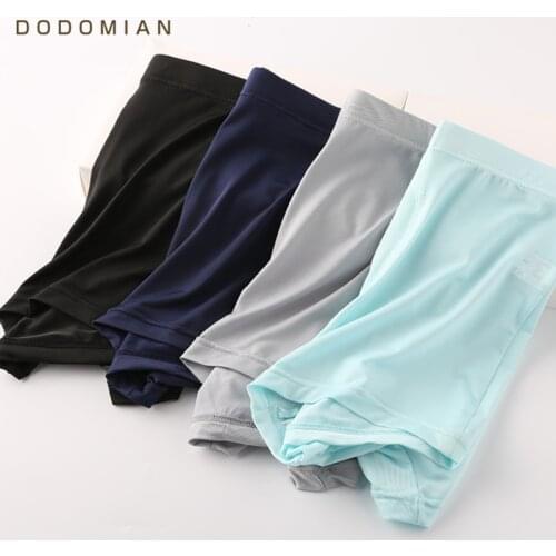 Mens Ice Silk Underwear Soft Breathable Close Underpants Fashion Panties Seamless Youth Male Solid Boxer Shorts