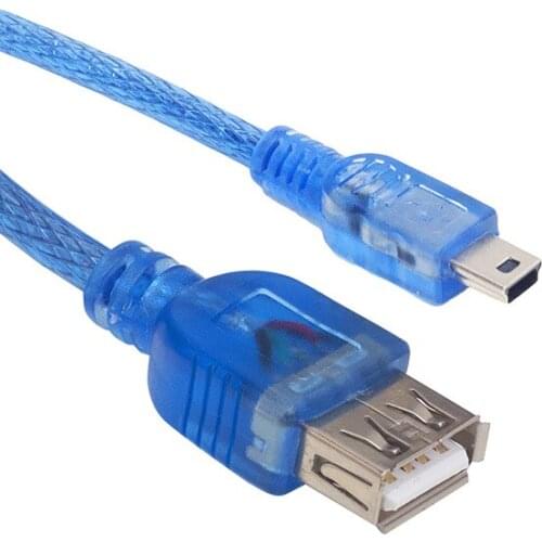USB 5 PINOUTS MALE-USB FEMALE to 1 METRE CABLE BLUE PRIGE