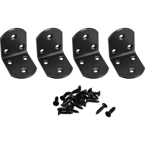 Uxcell Corner Brace Angle Bracket Fastener L Shape 50mmx50mmx38mm Black Round End with Screws, 4pcs