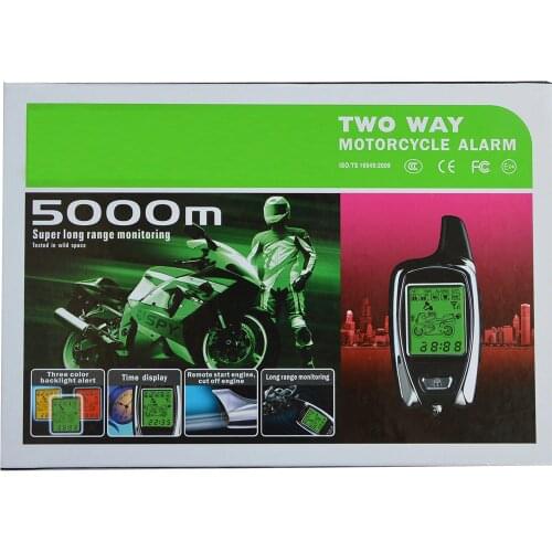 High Quality 5000m Two Way Anti - theft Motorcycle Motorbike Alarm With 2 LCD Transmitters Remote Engine Start Motorbike alarm