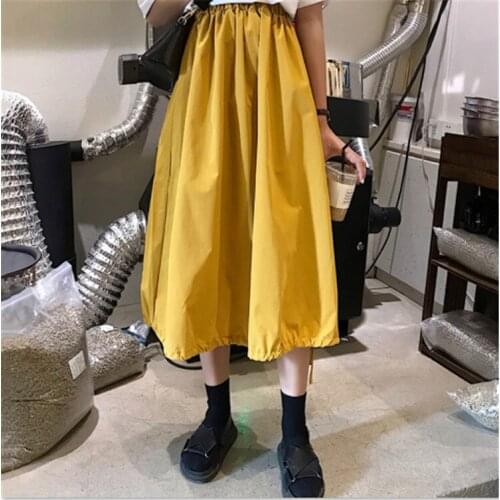 Black yellow blue pink cotton linen skirts,plus size vestidos de verano brand Lantern skirt M-6XL 7XL long Autunm skirts