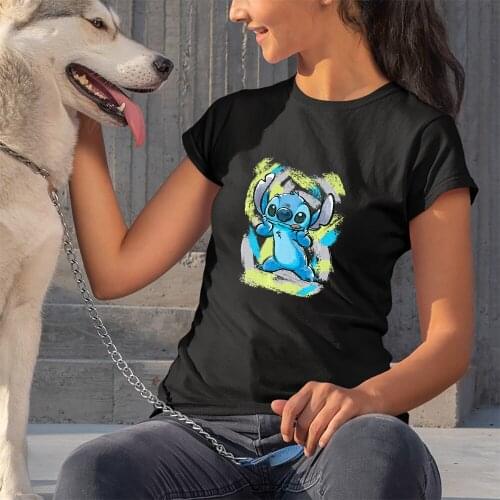 Lilo & Stitch Cartoon Printing Women T-Shirts Disney Summer New Products Comfortable Fashion Outdoor T Shirt Female Harajuku Top