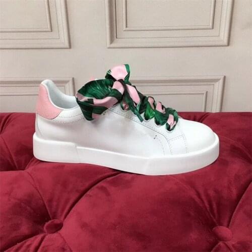 Women Leisure Shoes White Lace ROME Mixed Colors Cross-tied Low Heel Round Toe Ins Riband Comfortable Hand-made Spring Sneakers