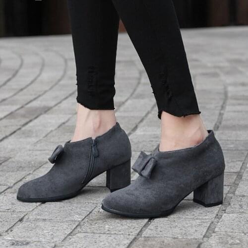 Big Size 11 12 13 14 15 16 17 Ladies thick high heels super soft comfortable fashion warm versatile ankle boots side zipper