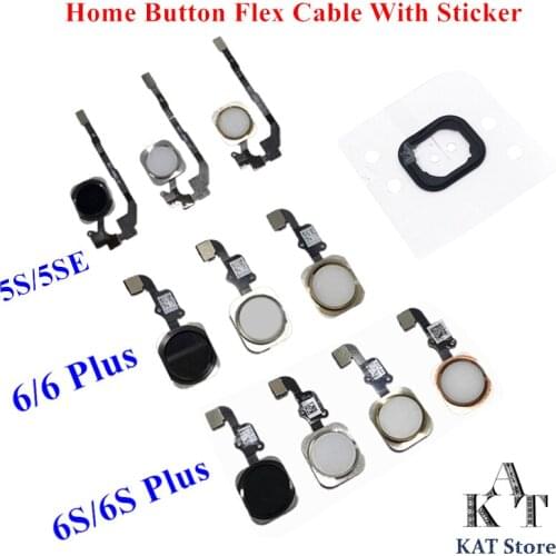 1PCS Home Button Flex Cable with Rubber Sticker for 5 5C 5S 5SE 6 6S Plus 4.7 5.5 Complete Assembly black/white/gold/rose Repair