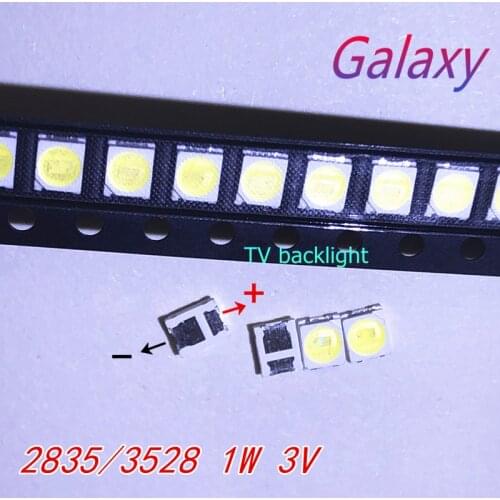100pcs Original UNI LED 3528 2835 1210 Light Beads High Power 1W 6V Cool white For LED LCD TV Backlight Applicatio