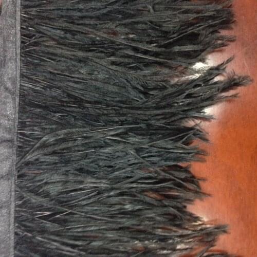 Free shipping wholesale high quality natural 10yards Ostrich feathers Ribbon decorative black 4-6inch/10-13cm Width