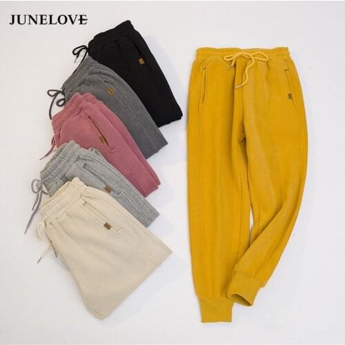 JuneLove High Waist Sweatpants Women Cotton Joggers Female Streetwear Vintage Casual Long Trousers Korean Fashion Loose Pants