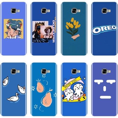 Flower Cat Blue Pear Cartoon Floral Phone Case For Samsung Galaxy C5 C7 C8 Silicone Soft TPU Back Cover For Samsung C5 C7 C9 Pro
