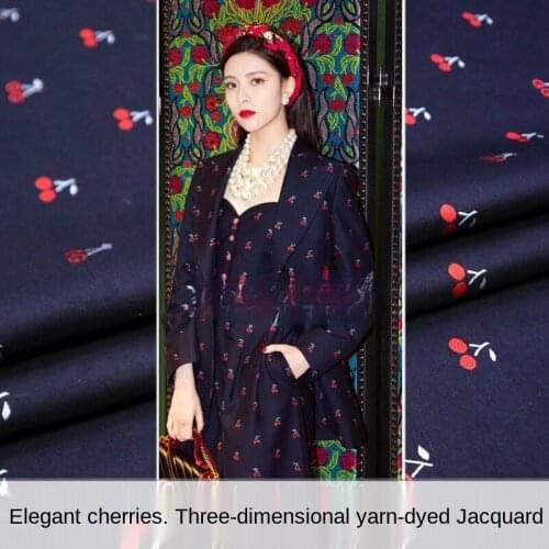 Elegant cherries three-dimensional yarn-dyed jacquard dress fabrics, sewing fabric factories and shops are not out of stock
