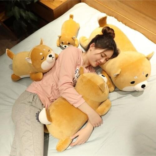 35-75cm Giant Sleeping Corgi Stuffed Pillow Baby Lovely Shiba Inu Dog Plush Toys Husky Animal Back Cushion Baby Accompany Doll