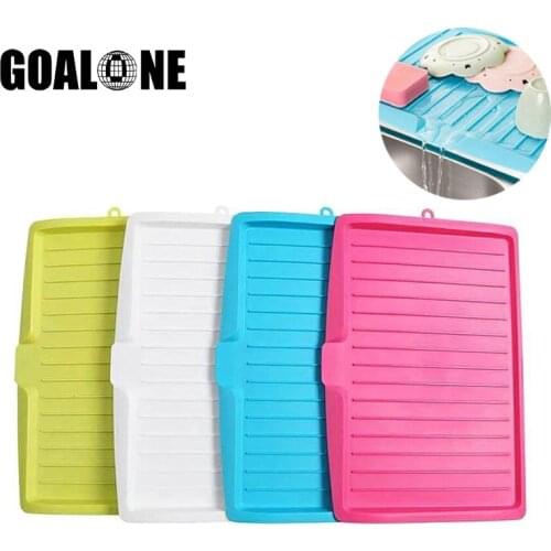 GOALONE Dish Draining Tray Dish Drainer Mat Plastic Drying Board Kitchen Utility Draining Board for Dishes Cups Fruit Vegetables