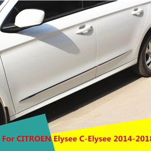 Chrome abs door side line garnish body molding cover protector trim Auto Accessories For CITROEN Elysee C-Elysee 2014-2018
