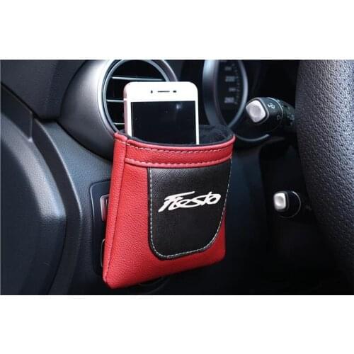Clip on Air Outlet Car Air Vent Stow Tidy Storage Pu Leather Bag Coin Bag Case Car Phone Holder For Ford Fiesta