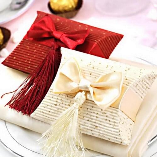 Red White Color candy box tassels christmas box wedding gift box DHL Fedex Free shipping