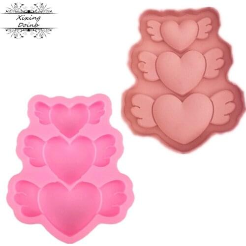 Kitchen Baking DIY love wing shape drop glue clay decoration tool silica gel mold chocolate cake decoration mold