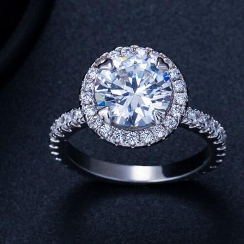 Micro Set Round AAA Cubic Zirconia Ring Silver Cross Platinum Rose Gold Ring for Women Bridal Party Jewellery