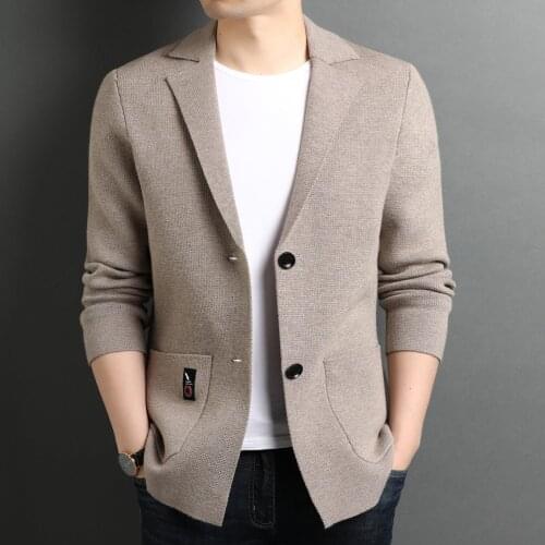 Mens Cardigans Wear Sweaters and Suits with Loose Trend Sweaters and Single-row Button Blazers Men Clothes Cardigan