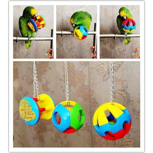 1PC Cute Pet Parrot Toy Bird Hollow Bell Ball Pet Bird Cage Toys Plastic Chew Ball Chain Cage Toy for Parrot Cockatiel Parakeet