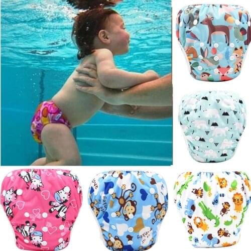 2021 New Baby Swim Diapers Waterproof Adjustable Cloth Diapers Pool Pant Swimming Diaper Cover Reusable Washable Baby Nappies
