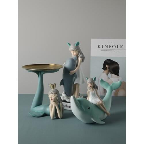 New creative mermaid decoration living room coffee table storage tray cute girl birthday gift home decoration