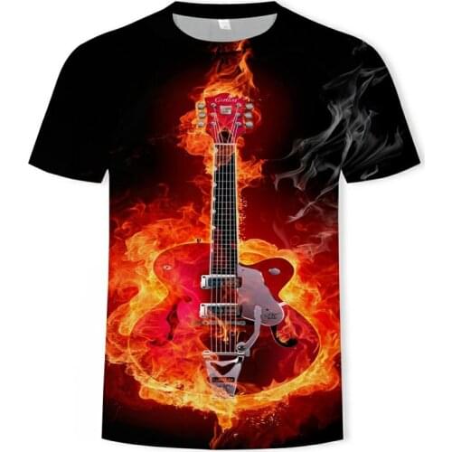 New Mens 3d Guitar Printed Fashion Short Sleeves T Shirt Daily Short Sleeve Tee Tshirt Female Psychedelic Clothes