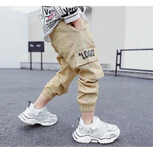 New Childrens casual pants Boys tooling pants spring black khaki childrens kids baby boy wild beam pants for 2-8 years