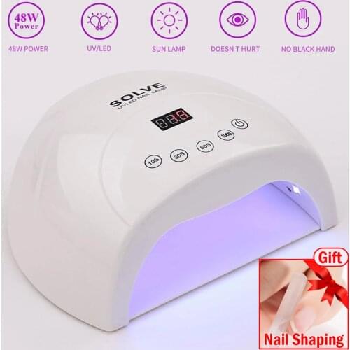 48W Nail Lamp, Portable LED UV Nail Light Nail Dryer with 4 Timer Setting, Senor For Gel Nails Art Tools