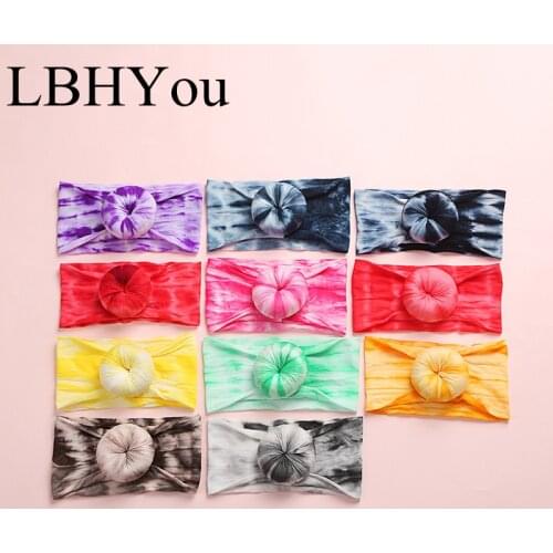 Multicolors Handmade Donut Wide Nylon Headbands Infants Girls Wide Soft Nylon Turban Headwraps Baby Girls Head Wear