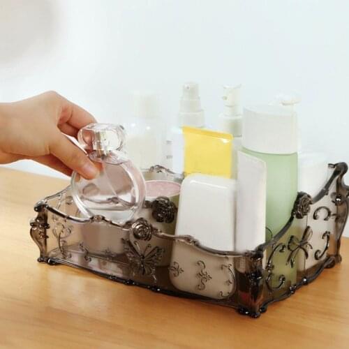 Emboss Makeup Organizer Box Plastic Cosmetics Case For Jewelry Nail Polish Lipstick Makeup Display Case Desktop Makeup Organizer