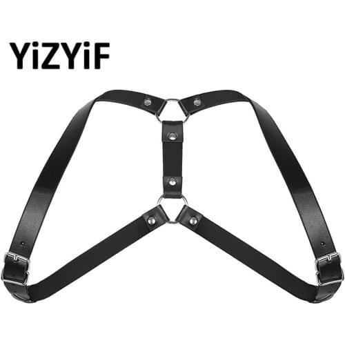 Harness Men Lingerie Belt Adjustable Imitation Leather Double Shoulder Chest Harness Straps Clubwear Costumes Belts Accessories