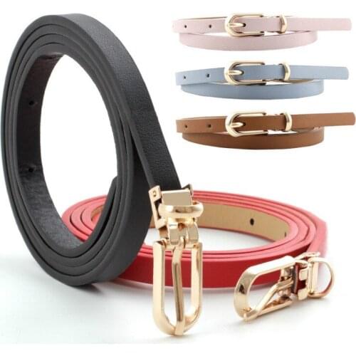 New Fashion Women Multi Color Thin Skinny Belts Waistband Casual Belts Faux Leather Strap Buckle Imitation Leather PU Adult