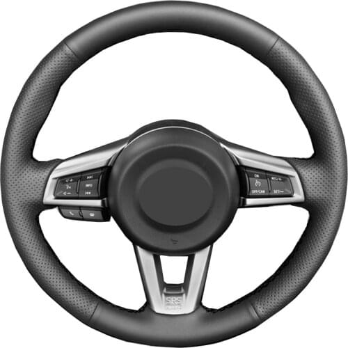 Hand Sewing Car Steering Wheel Cover Wrap Leather Suede Gray Beige Brown For Mazda MX5 MX-5 2016 2017 2018 2019 2020 2021 Volant