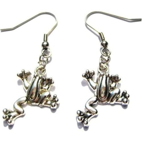 Frog Earrings Antique Silver Color Frog Jewelry Tree Frog Frog Gift Rain Forrest Animal Earrings