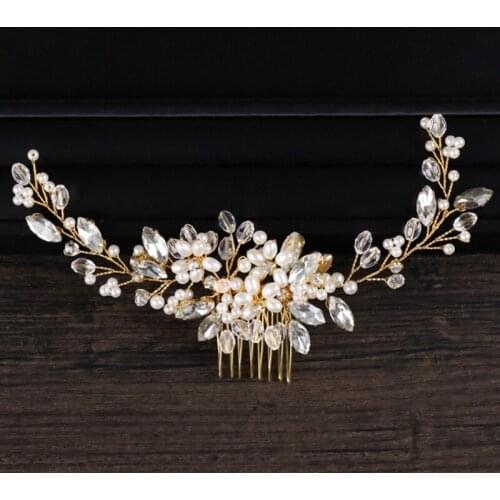 Bride Comb Hair Headwear Pearl Headdress Wedding Handmade Jewelry Elegant Luxury N2UE