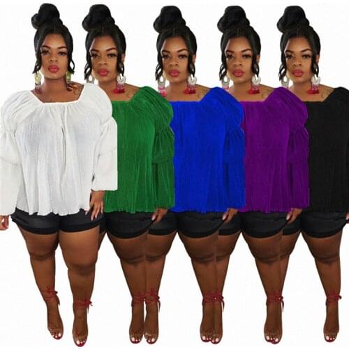 Puff Long Sleeve Top Sexy Plus Size Tops Blouse spring Autumn Womens Tops and Blouses Office Ladies Wholesale Dropshipping xxxl
