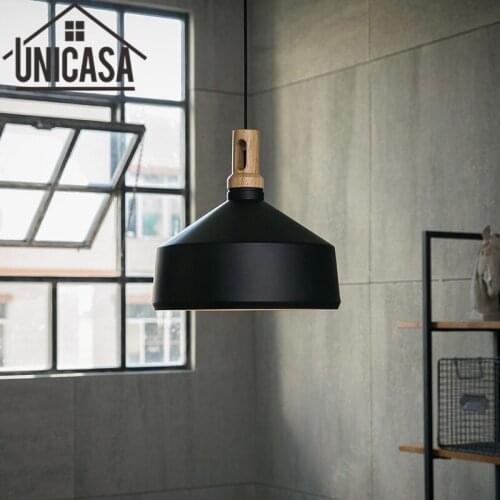 Vintage Black kitchen Ceiling lamp Wood pendant lights for home lighting Modern lamps Bar light fixture LED metal aluminum new