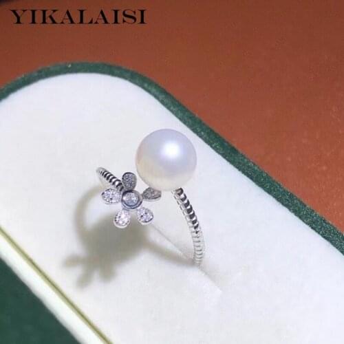 YIKALAISI 925 Sterling Silver Rings Jewelry For Women 8-9mm Oblate Natural Freshwater Pearl Rings 2021 Fine New Wholesales