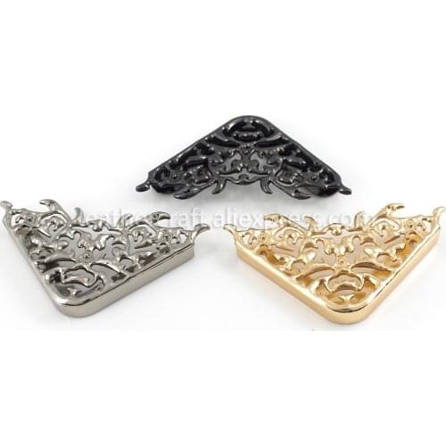 2pcs Metal Bag Corner Protectors With Screws for Leather Craft Purse Flap Handbag Book Photo Album DIY Decor Flower Pattern