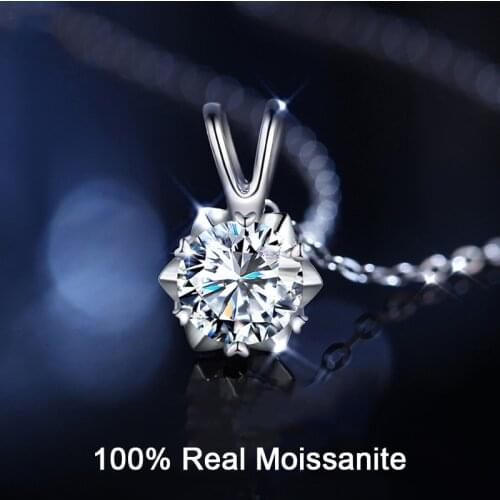 D Color VVS1 Moissanite Necklace 925 Sterling Silver Snowflake Lab Grown Diamond Necklace Jewelry For Women Anniversary Gift