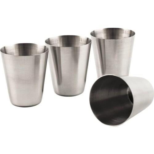 1 Set 4Pcs 30ML 70ML 180ML Stainless Steel Camping Cup Mug Outdoor Camping Hiking Folding Portable Tea Coffee Beer Cup