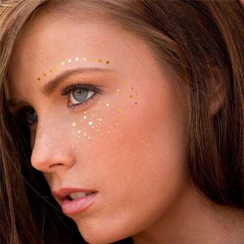 1Pc 23 Style Christmas Halloween Gold Face Tattoo Waterproof Freckles Makeup Flash Tattoo Sticker Eye Decals Tribe Party